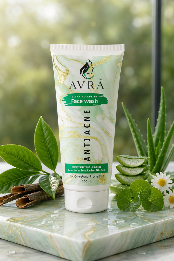 Avra Anti-Acne Face Wash 100ml - Ultra Cleansing for Oily Acne-Prone Skin with Salicylic Acid and Tea Tree Oil