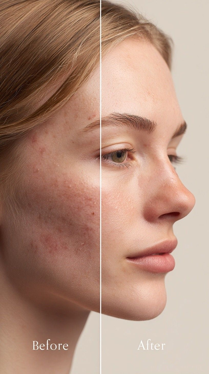 Before and After using Avra Sunscreen - visibly clearer and more even skin tone