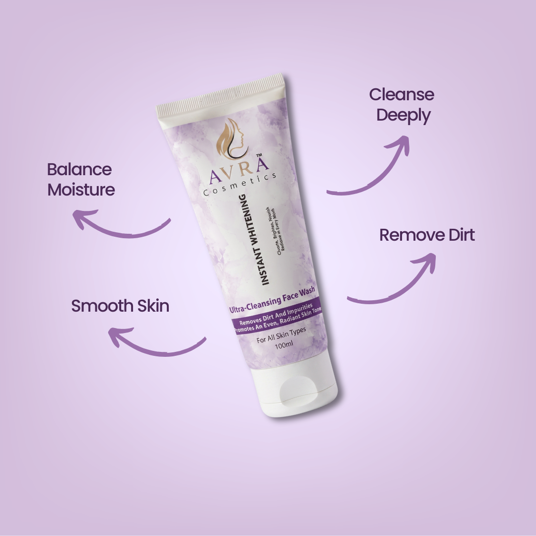 Avra Instant Whitening Face Wash - Boosts Radiance, Fades Dark Spots, Evens Skin Tone
